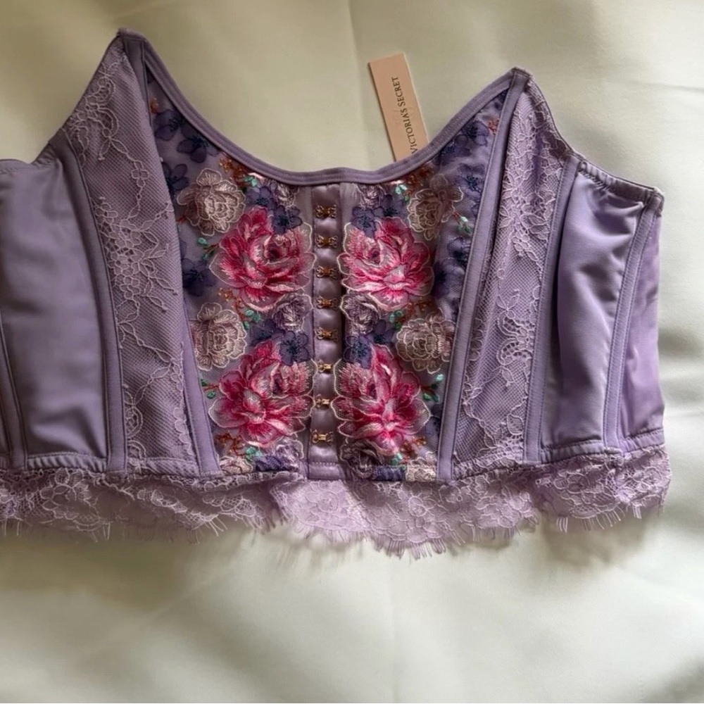 Victoria’s Secret DREAM ANGELS Unlined Bustier Corset Top Bra floral Lilac NWT